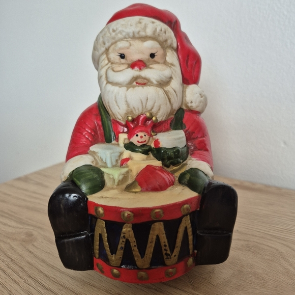 Vintage 1987 Collectible Rotating Christmas Winding Santa Music Box 7" - Picture 8 of 11